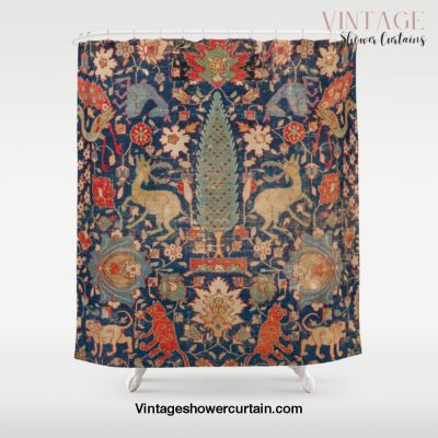 17th Century Persian Rug Print with Animals Shower Curtain Offical Vintage Shower Curtain Merch