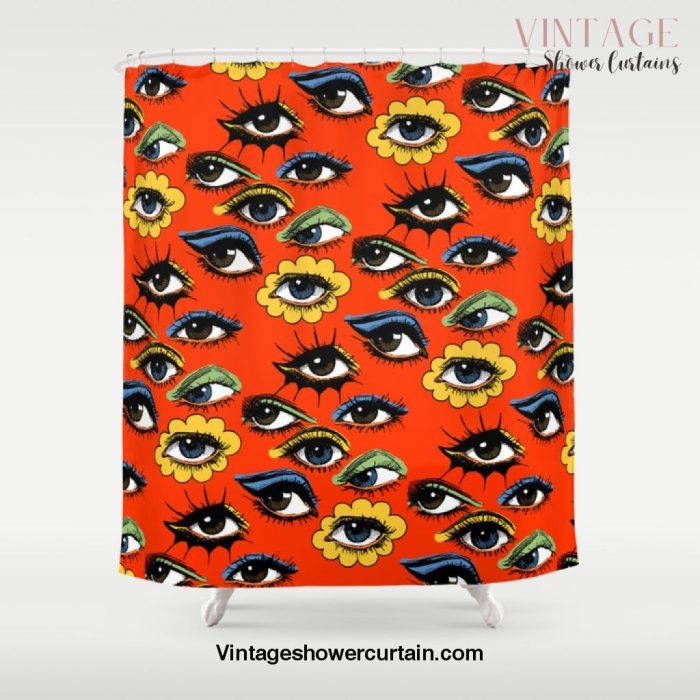 60s Eye Pattern Shower Curtain Offical Vintage Shower Curtain Merch