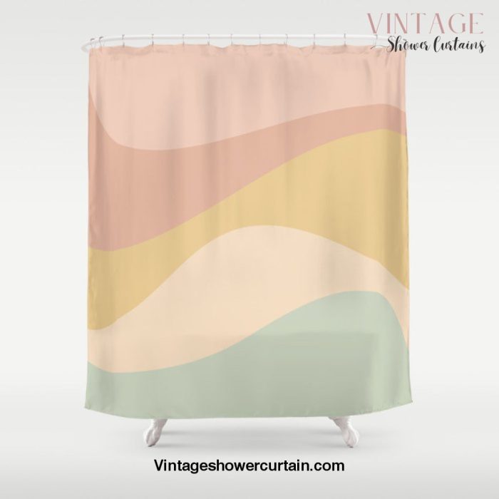 Abstract Color Waves - Neutral Pastel Shower Curtain Offical Vintage Shower Curtain Merch