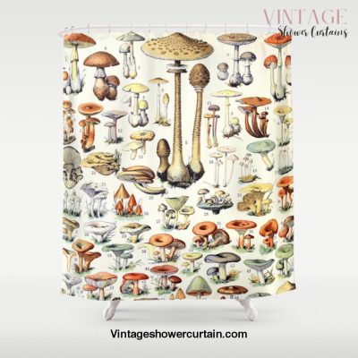 Adolphe Millot - Champignons B - French vintage poster Shower Curtain Offical Vintage Shower Curtain Merch