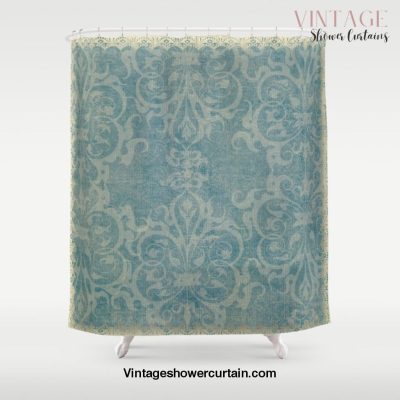 Antique rustic teal damask fabric Shower Curtain Offical Vintage Shower Curtain Merch