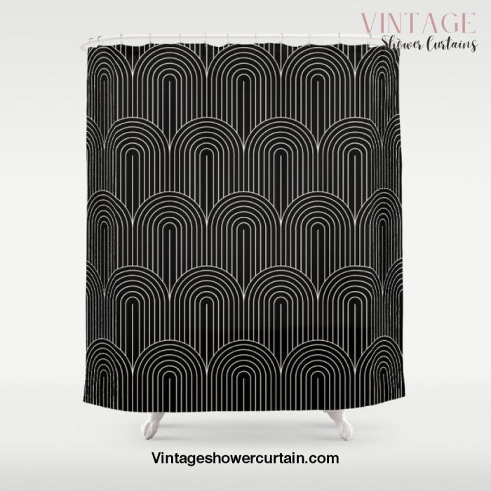 Art Deco Arch Pattern V Black & White Shower Curtain Offical Vintage Shower Curtain Merch