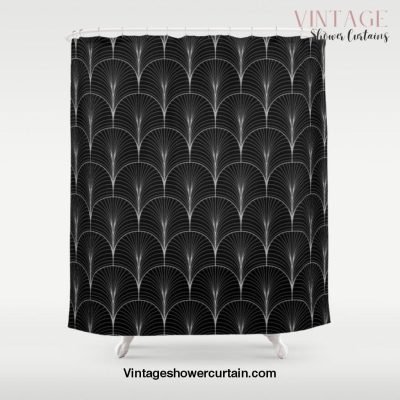 Art Deco Midnight Pattern Black White Grey Shower Curtain Offical Vintage Shower Curtain Merch