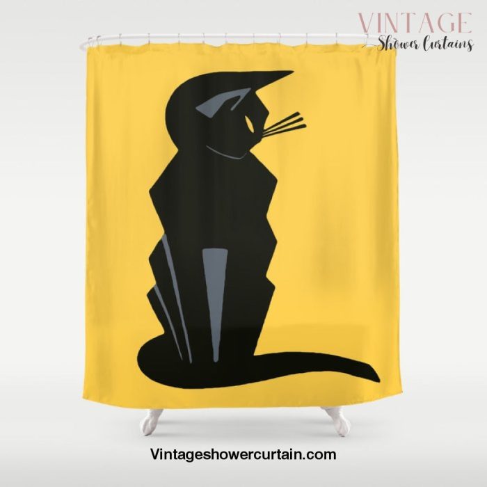 Art Deco Vintage Black Cat Shower Curtain Offical Vintage Shower Curtain Merch