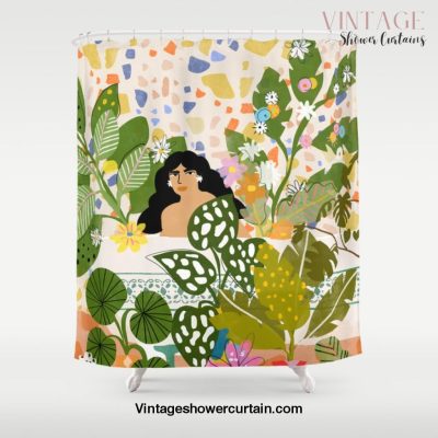 Bathing with Plants Shower Curtain Offical Vintage Shower Curtain Merch