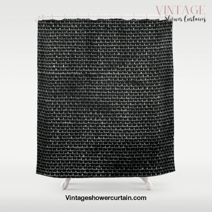 Black Burlap texture Shower Curtain Offical Vintage Shower Curtain Merch