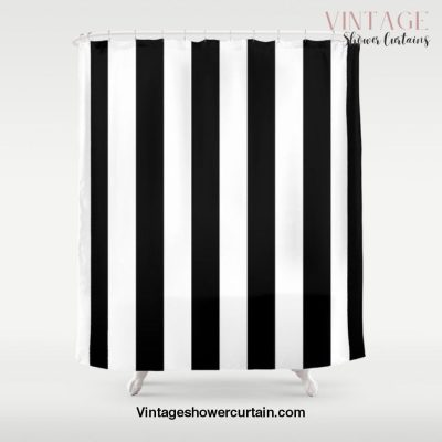 Black & White Vertical Stripes - Mix & Match with Simplicity of Life Shower Curtain Offical Vintage Shower Curtain Merch