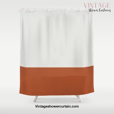 Boho Terracotta & Beige Color Block Shower Curtain Offical Vintage Shower Curtain Merch