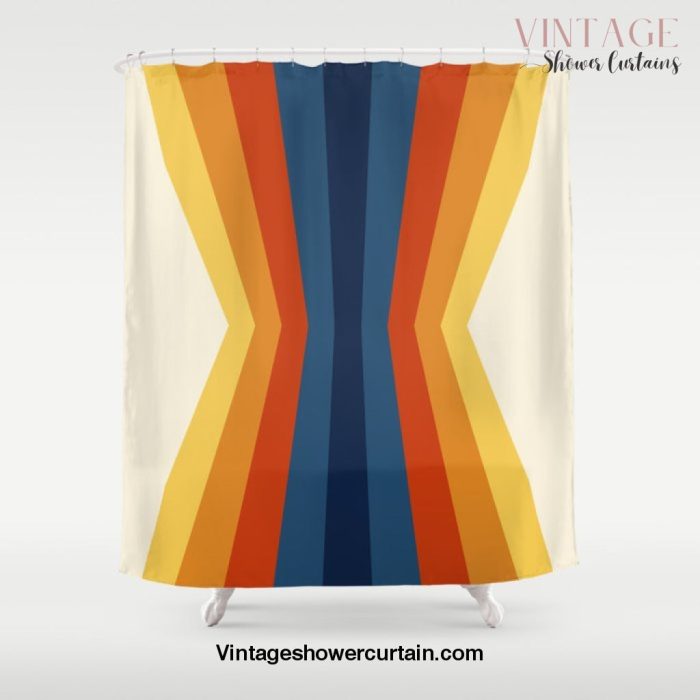 Bright 70's Retro Stripes Reflection Shower Curtain Offical Vintage Shower Curtain Merch