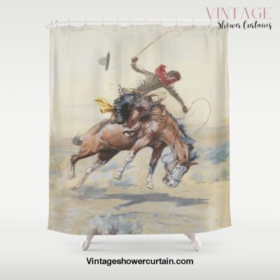 C.M. Russell The Bucker Vintage Western Art Shower Curtain Offical Vintage Shower Curtain Merch