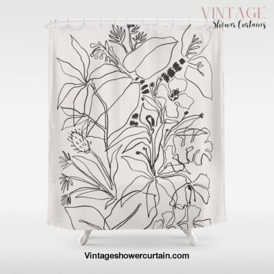 Charcoal Tropics Shower Curtain Offical Vintage Shower Curtain Merch