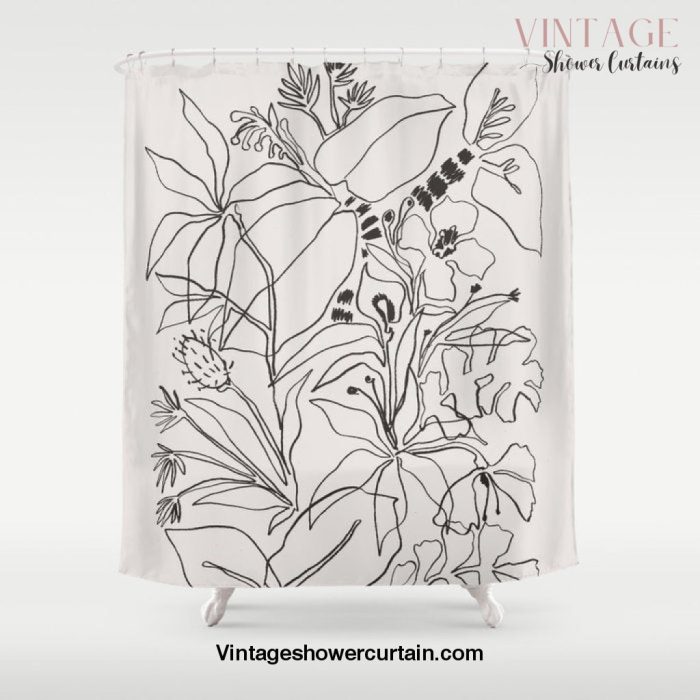 Charcoal Tropics Shower Curtain Offical Vintage Shower Curtain Merch