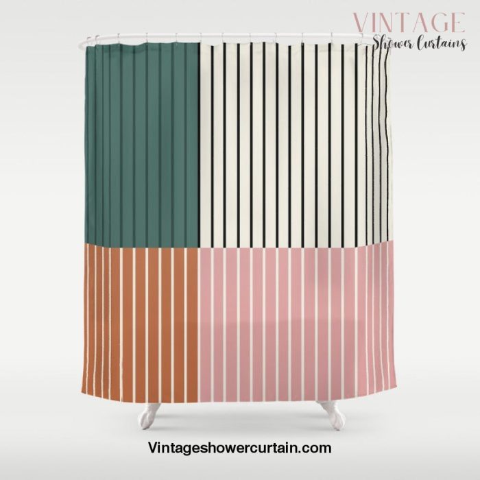 Color Block Line Abstract V Shower Curtain Offical Vintage Shower Curtain Merch