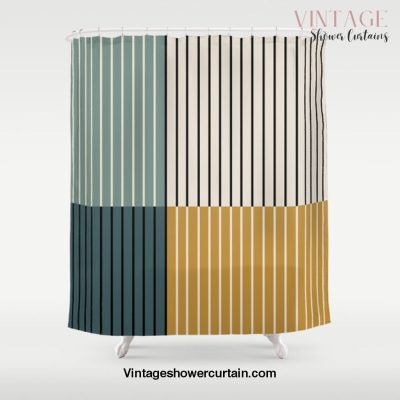 Color Block Line Abstract VIII Shower Curtain Offical Vintage Shower Curtain Merch