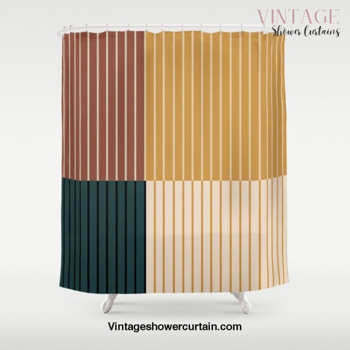 Color Block Line Abstract XV Shower Curtain Offical Vintage Shower Curtain Merch