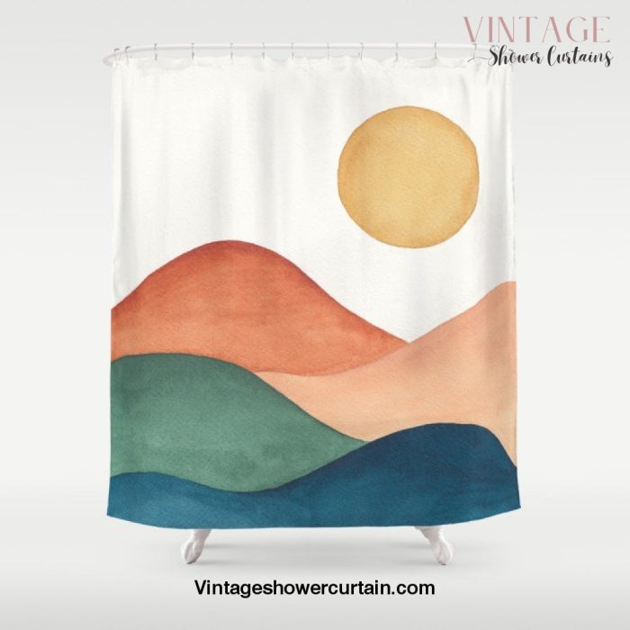 Colorful Abstract Mountains Shower Curtain Offical Vintage Shower Curtain Merch