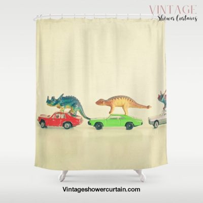 Dinosaurs Ride Cars Shower Curtain Offical Vintage Shower Curtain Merch