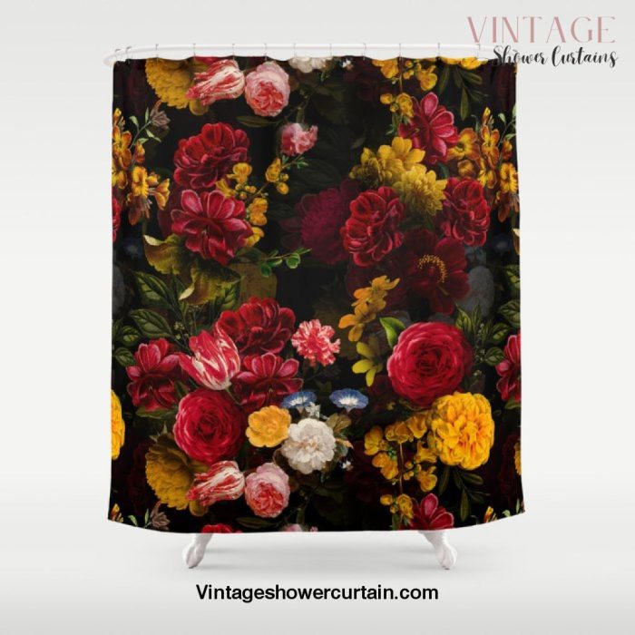 Dutch Vintage Midnight Flower Garden Shower Curtain Offical Vintage Shower Curtain Merch