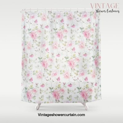 Elegant blush pink white vintage rose floral Shower Curtain Offical Vintage Shower Curtain Merch