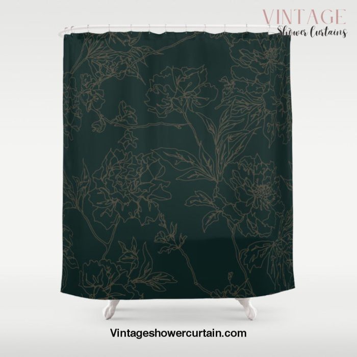 Emerald Vintage Chinoiserie Botanical Floral Toile Wallpaper Pattern Shower Curtain Offical Vintage Shower Curtain Merch