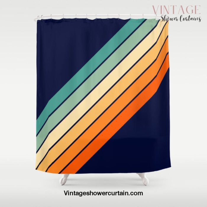 Farida - 70s Vintage Style Retro Stripes Shower Curtain Offical Vintage Shower Curtain Merch