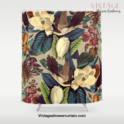 FLORAL AND BIRDS XXI-II Shower Curtain Offical Vintage Shower Curtain Merch