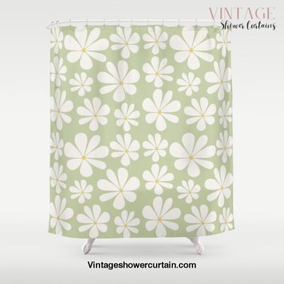 Floral Daisy Pattern - Green Shower Curtain Offical Vintage Shower Curtain Merch