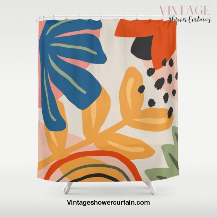 Flower Market Madrid, Abstract Retro Floral Print Shower Curtain Offical Vintage Shower Curtain Merch