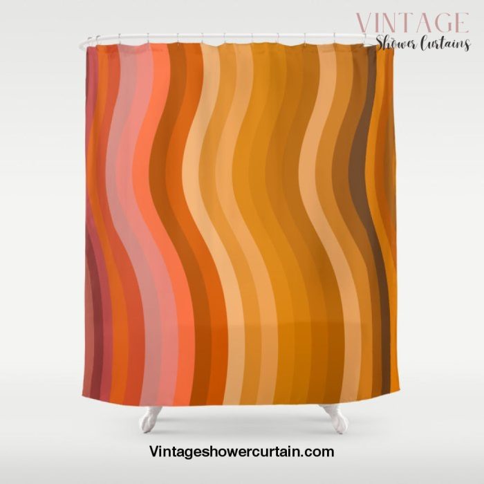 Groovy Wavy Lines in Retro 70s Colors Shower Curtain Offical Vintage Shower Curtain Merch