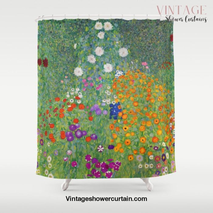 Gustav Klimt Flower Garden Floral Art Nouveau Shower Curtain Offical Vintage Shower Curtain Merch