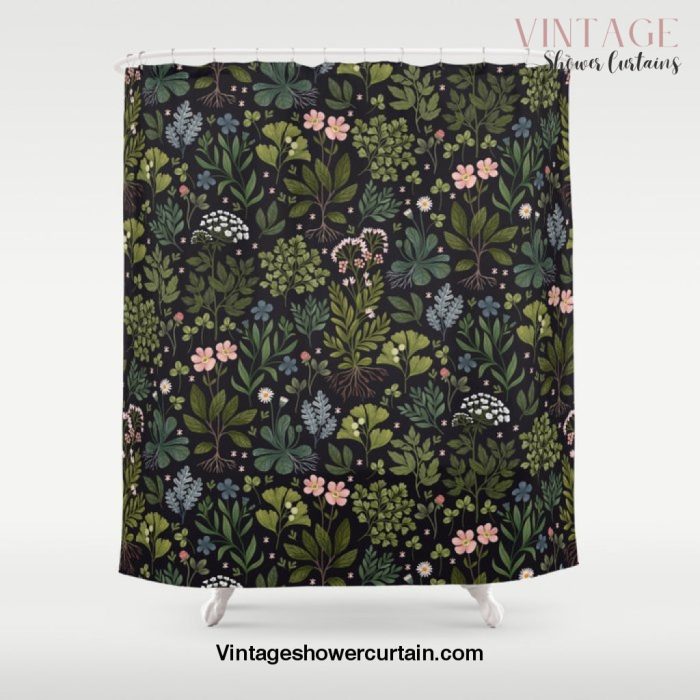 Herbarium ~ vintage inspired botanical art print ~ black Shower Curtain Offical Vintage Shower Curtain Merch