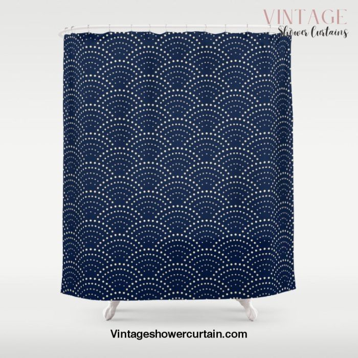 Japanese Blue Wave Seigaiha Indigo Super Moon Ocean Shower Curtain Offical Vintage Shower Curtain Merch