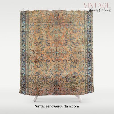 Kashan Floral Persian Carpet Print Shower Curtain Offical Vintage Shower Curtain Merch