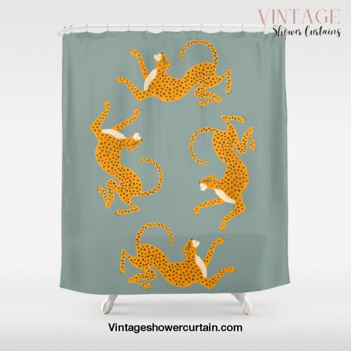 Leopard Race - blue Shower Curtain Offical Vintage Shower Curtain Merch