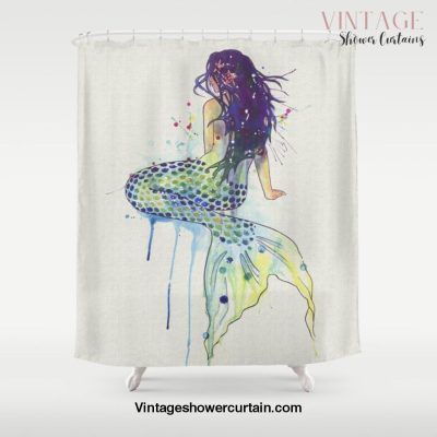 Mermaid - Natural Shower Curtain Offical Vintage Shower Curtain Merch