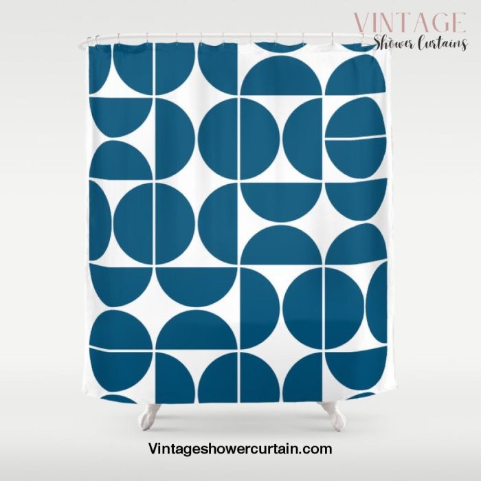 Mid Century Modern Geometric 04 Blue Shower Curtain Offical Vintage Shower Curtain Merch