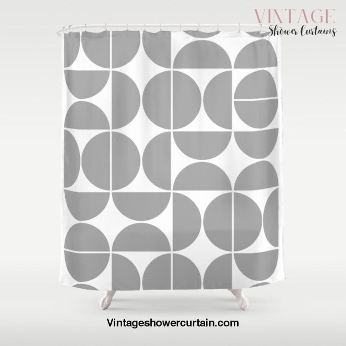 Mid Century Modern Geometric 04 Grey Shower Curtain Offical Vintage Shower Curtain Merch