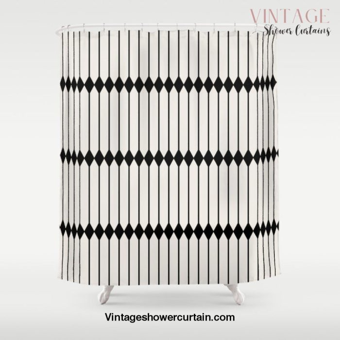 Minimal Geometric Pattern - Black Shower Curtain Offical Vintage Shower Curtain Merch