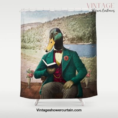 Monsieur Mallard Reading an Improving Book Shower Curtain Offical Vintage Shower Curtain Merch