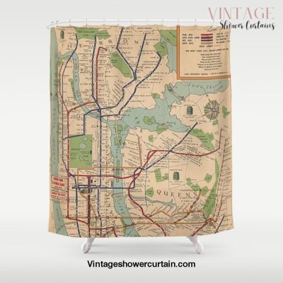 New York City Metro Subway System Map 1954 Shower Curtain Offical Vintage Shower Curtain Merch