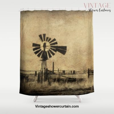 Old Windmill â€¢ Sepia â€¢ Western â€¢ Infrared â€¢ Texture Shower Curtain Offical Vintage Shower Curtain Merch