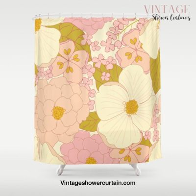 Pink Pastel Vintage Floral Pattern Shower Curtain Offical Vintage Shower Curtain Merch