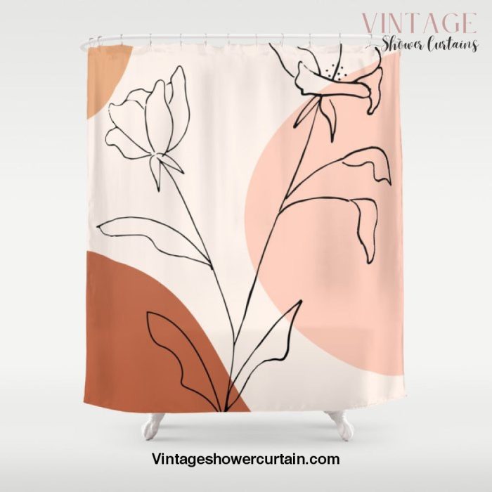 Poppies line drawing Shower Curtain Offical Vintage Shower Curtain Merch