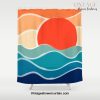 Retro 70s and 80s Color Palette Mid-Century Minimalist Nature Waves and Sun Abstract Art Shower Curtain Offical Vintage Shower Curtain Merch