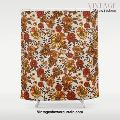 Retro 70s boho hippie orange flower power Shower Curtain Offical Vintage Shower Curtain Merch