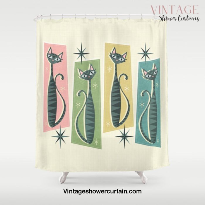 Retro Patchwork Tabbies Â©studioxtine Shower Curtain Offical Vintage Shower Curtain Merch