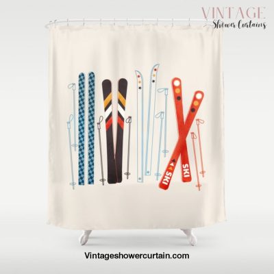 Retro Ski Illustration Shower Curtain Offical Vintage Shower Curtain Merch