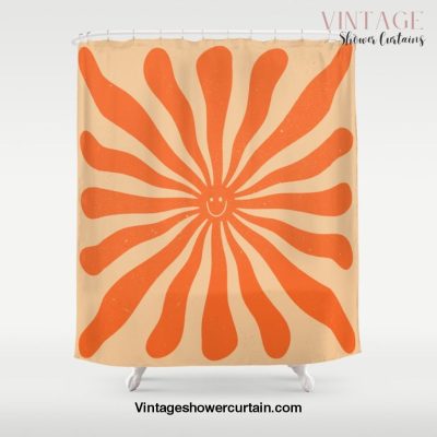 Retro Sun Vintage 70s 2 Orange Shower Curtain Offical Vintage Shower Curtain Merch