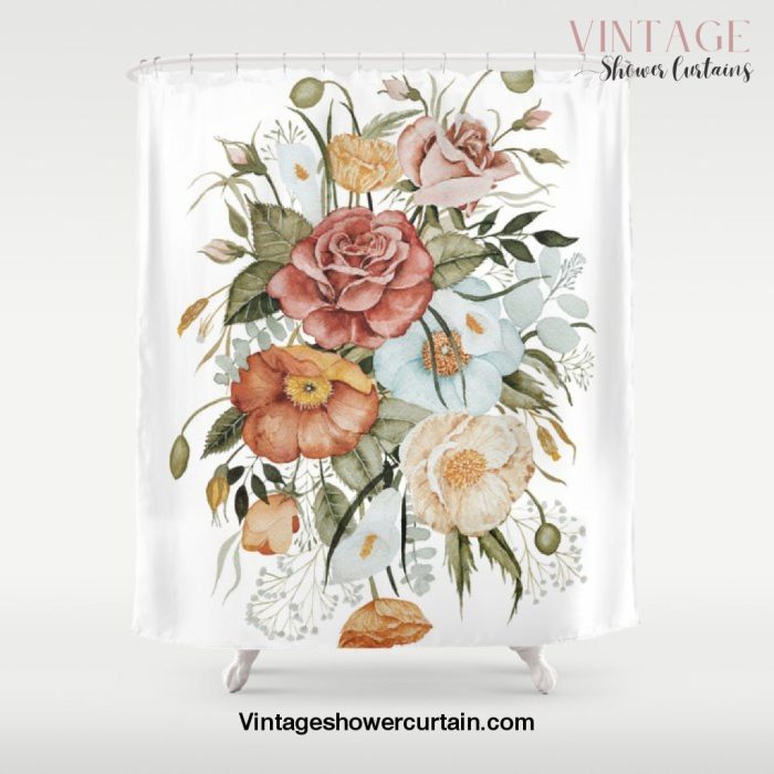 Roses and Poppies Shower Curtain Offical Vintage Shower Curtain Merch