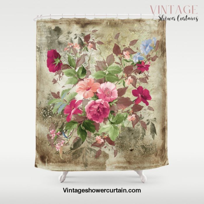 Roses on Vintage Background Shower Curtain Offical Vintage Shower Curtain Merch